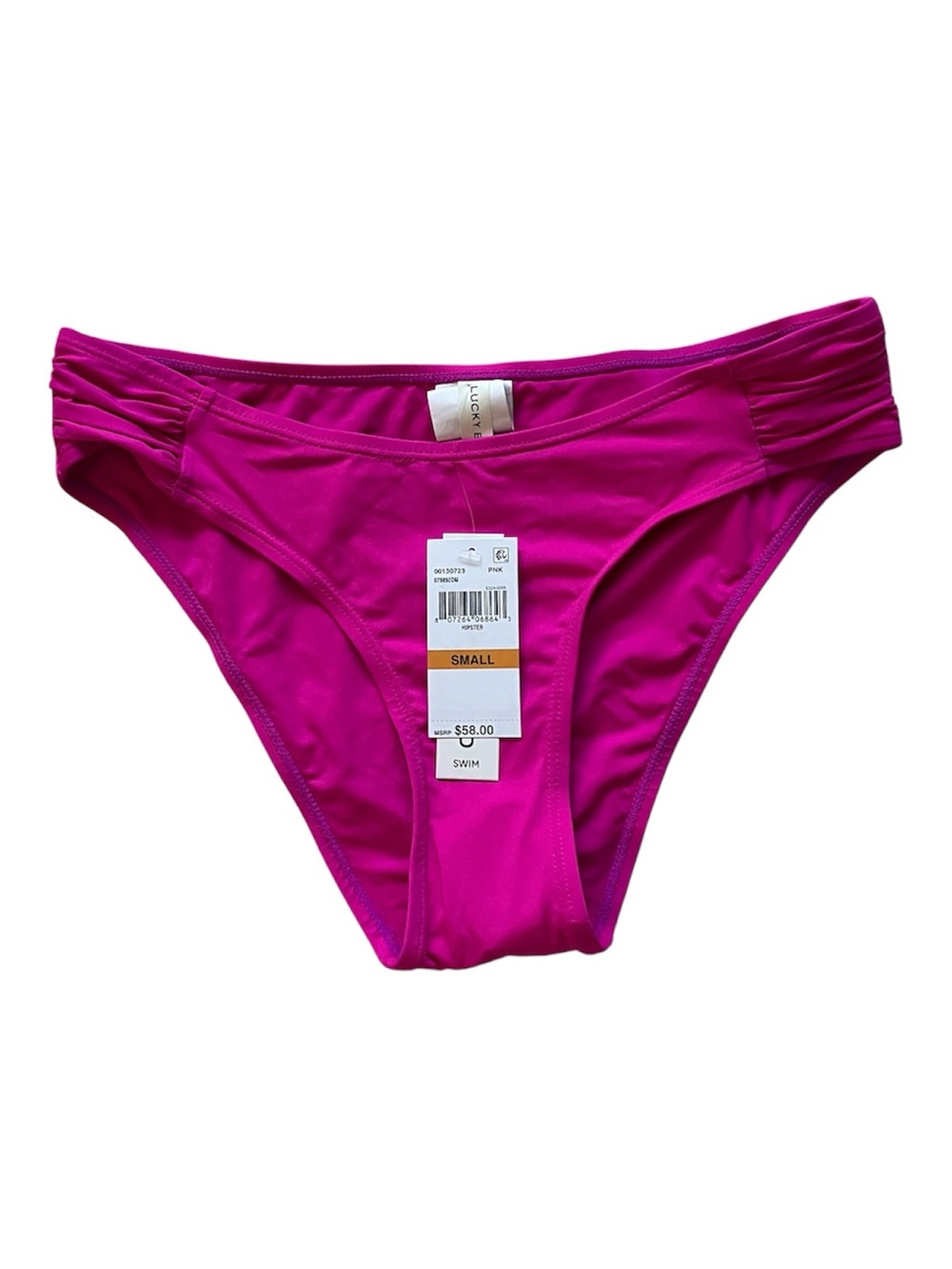 Lucky Brand Solid Ruched Fuchsia Pink Bikini Bottom size S